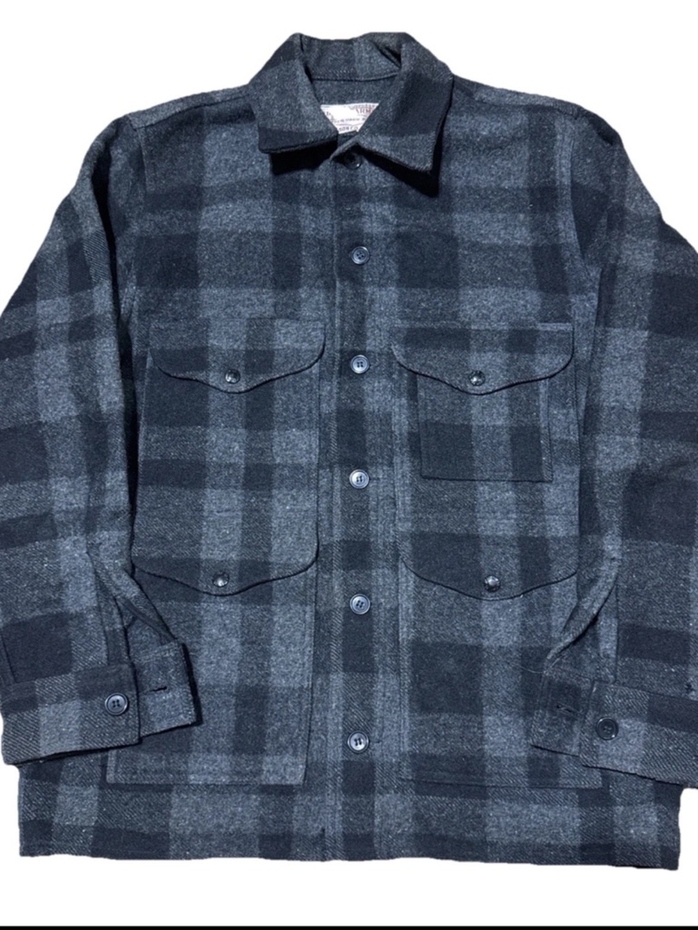 Vintage 60s Filson Mackinaw Cruiser Wool Jacket Coat Gray Black Plaid Mens Large